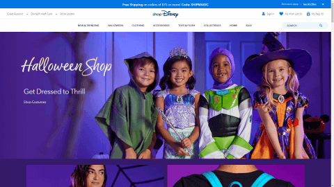 shopDisney Desktop View