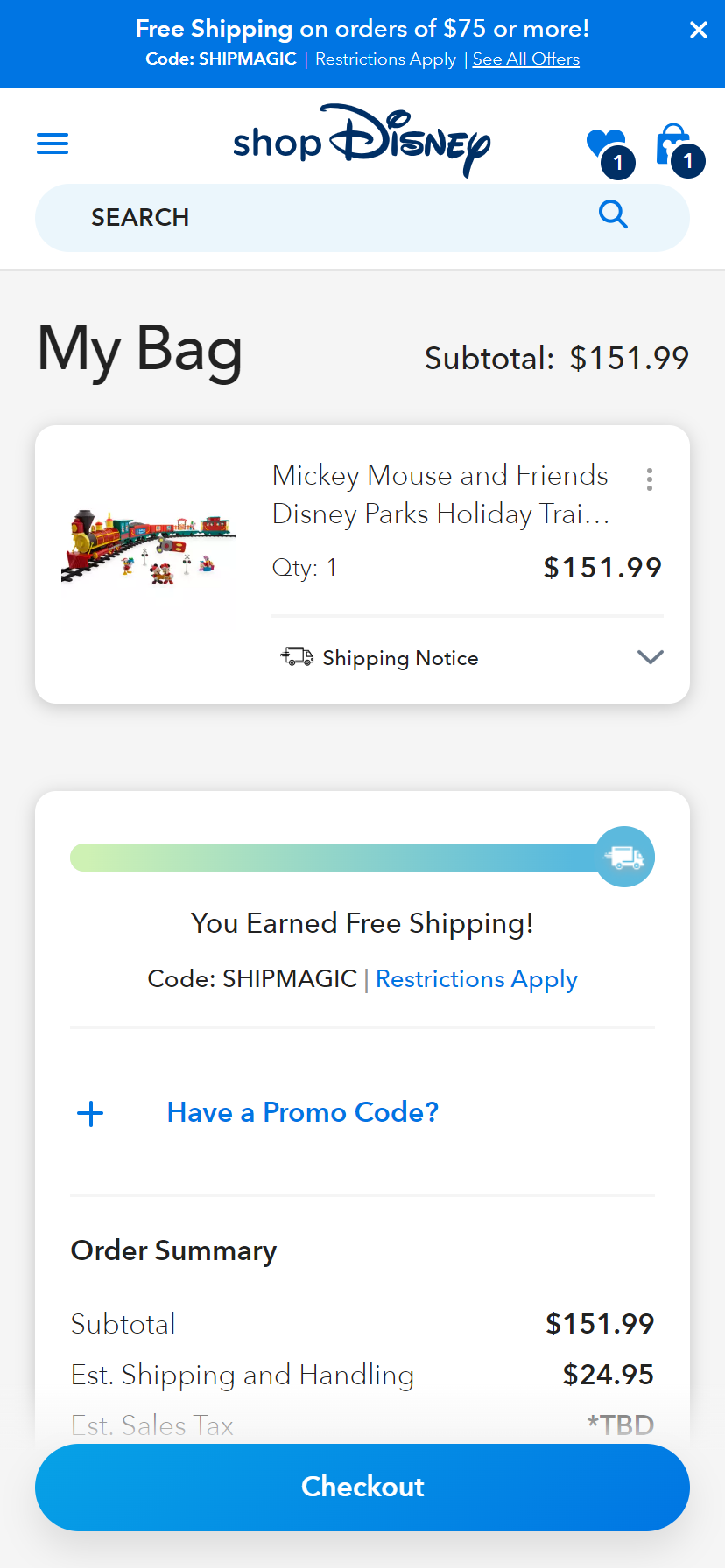 shopDisney Mobile View
